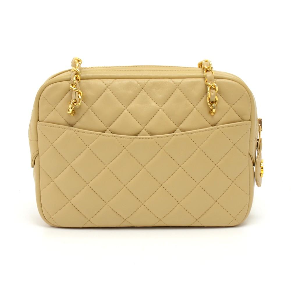 small quilted lambskin leather double chain shoulder bag