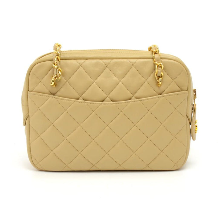small quilted lambskin leather double chain shoulder bag