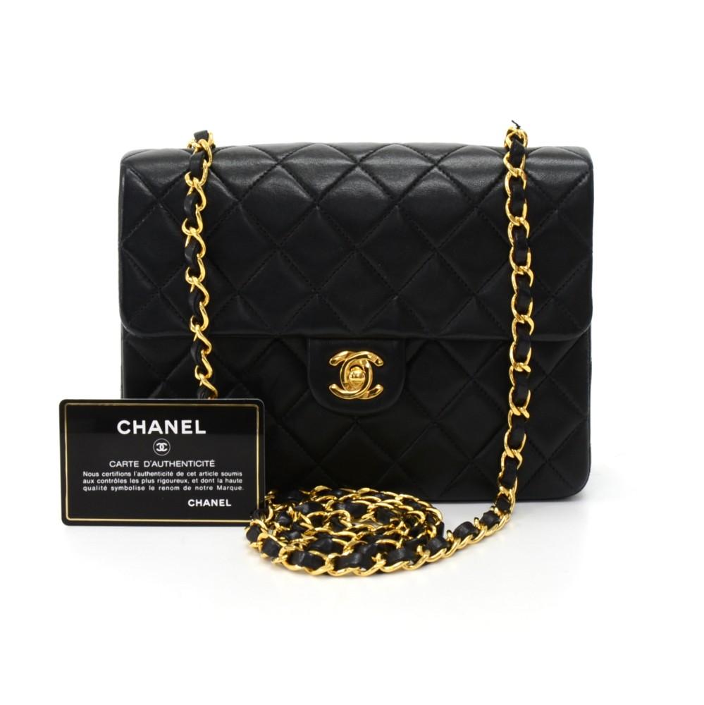 8" single flap quilted lambskin leather shoulder bag