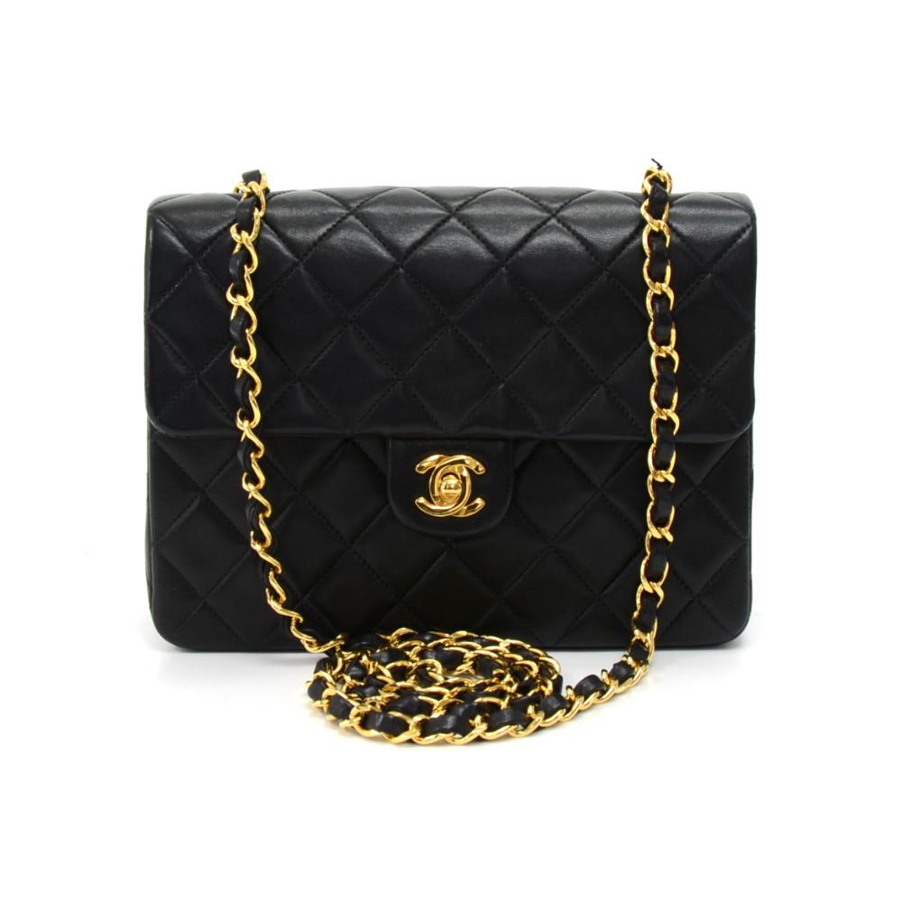 8" single flap quilted lambskin leather shoulder bag