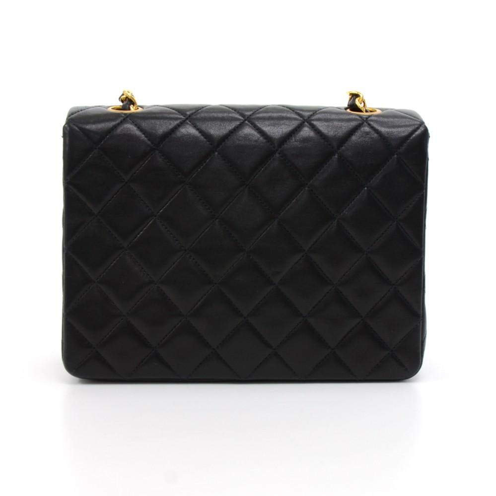 8" single flap quilted lambskin leather shoulder bag