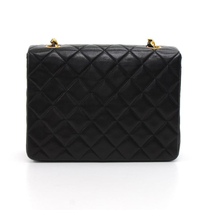 8" single flap quilted lambskin leather shoulder bag