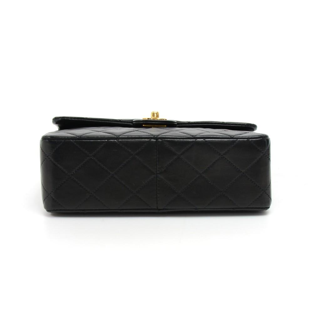8" single flap quilted lambskin leather shoulder bag