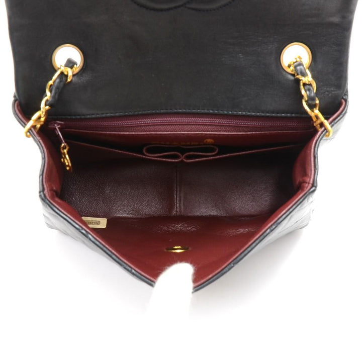 8" single flap quilted lambskin leather shoulder bag