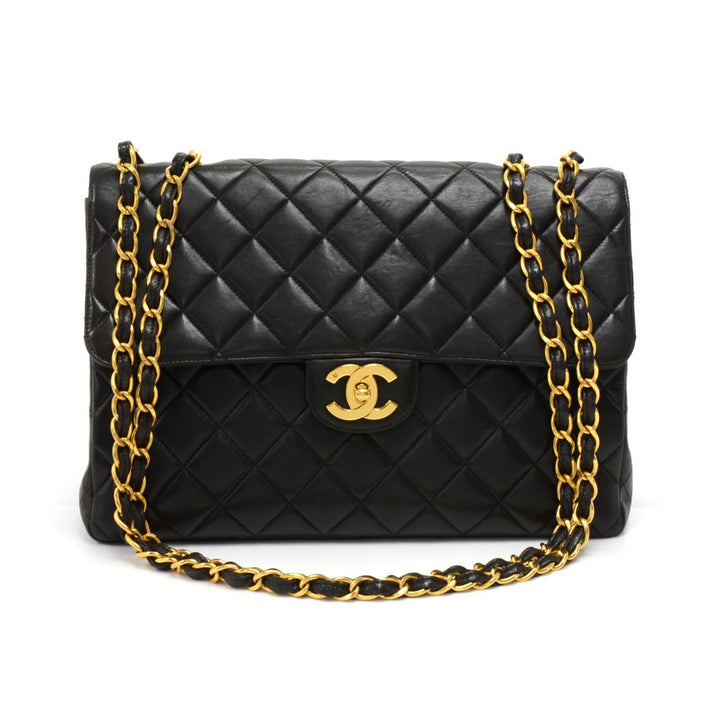 12" classic flap quilted lambskin leather shoulder bag