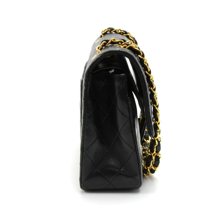 double flap quilted lambskin leather shoulder bag