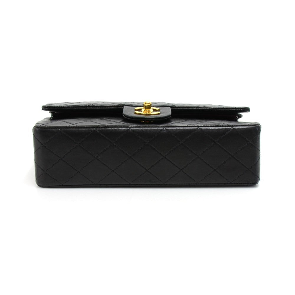 double flap quilted lambskin leather shoulder bag