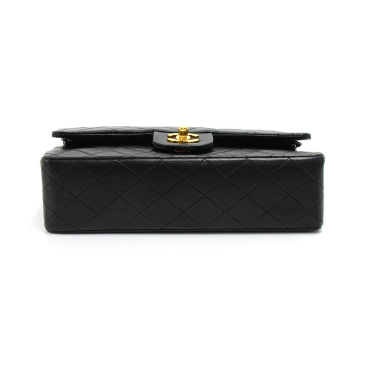 double flap quilted lambskin leather shoulder bag