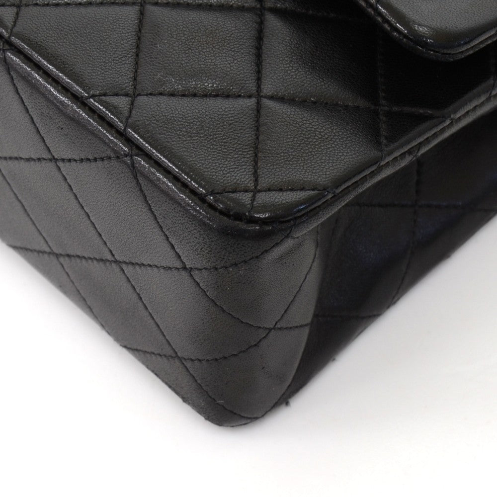 double flap quilted lambskin leather shoulder bag