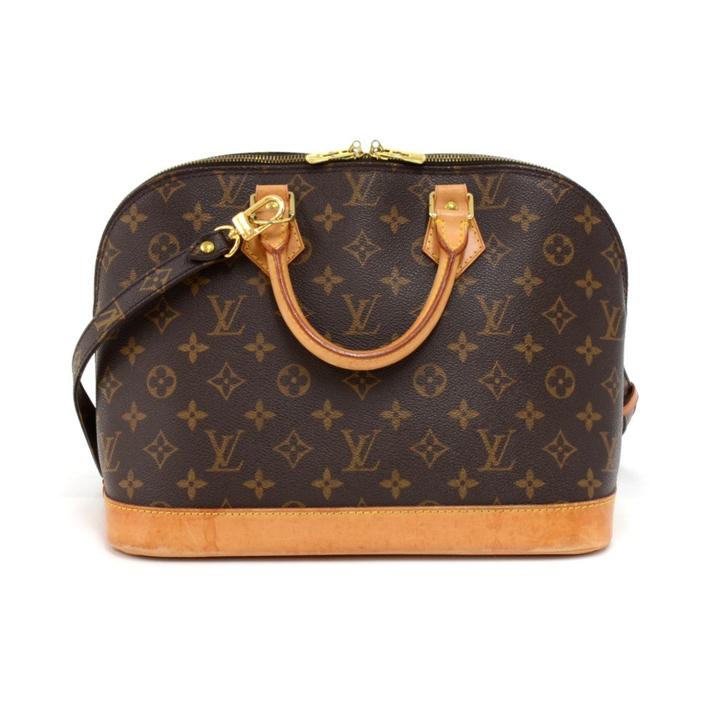 alma monogram canvas handbag with strap