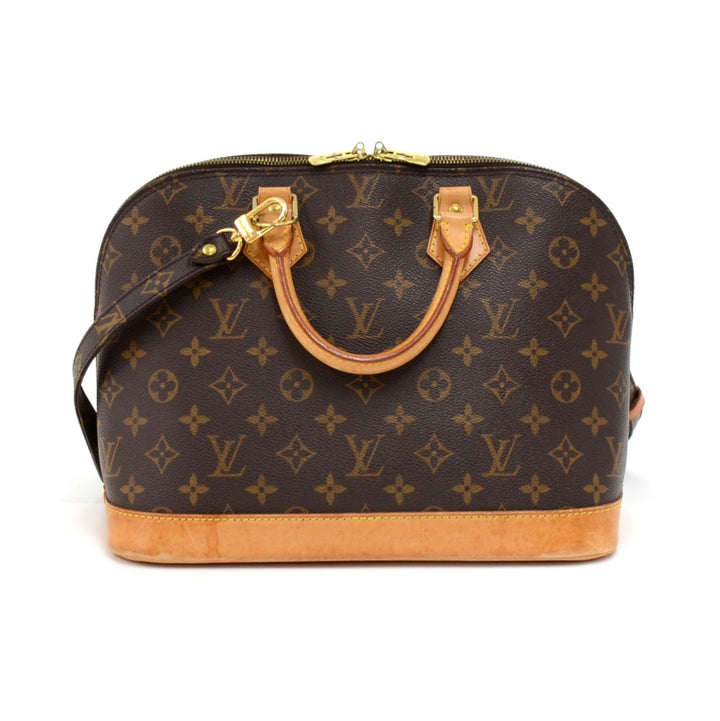 alma monogram canvas handbag with strap
