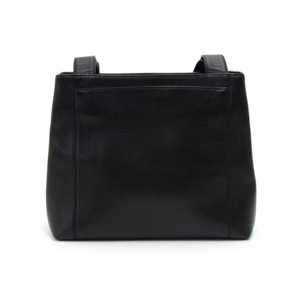 embroidered caviar leather shoulder bag
