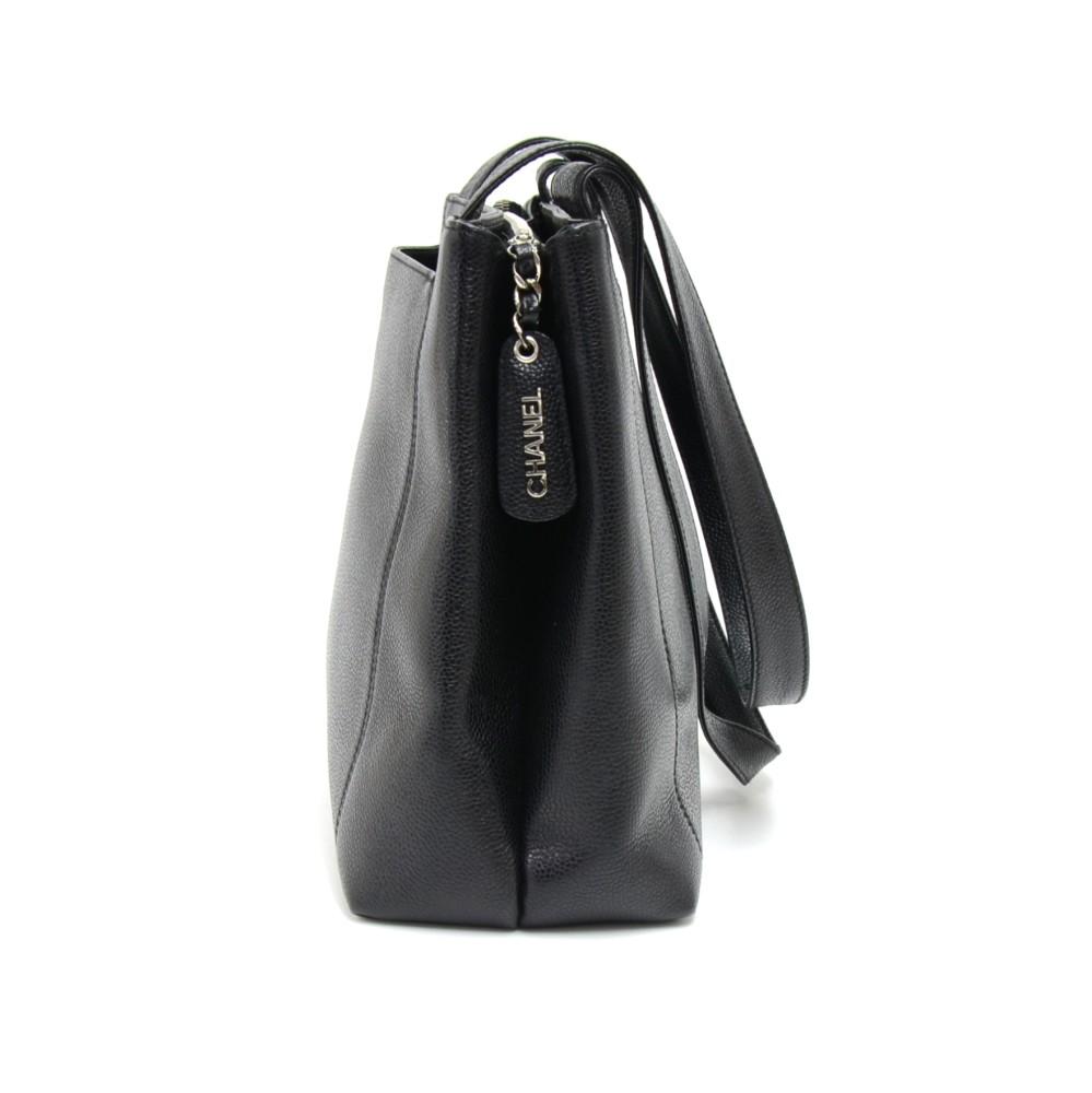 embroidered caviar leather shoulder bag