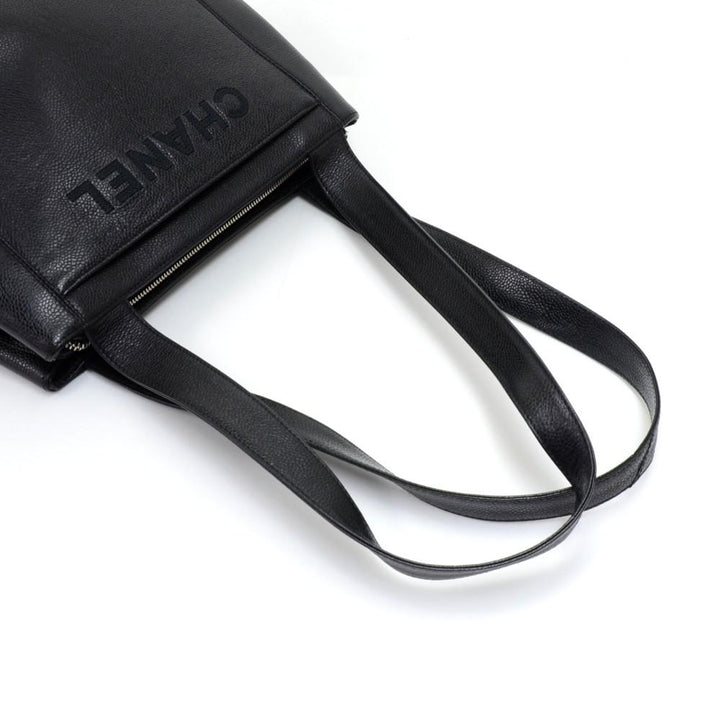embroidered caviar leather shoulder bag