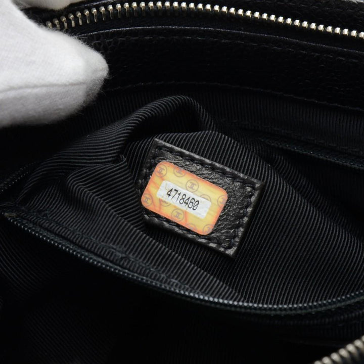 embroidered caviar leather shoulder bag