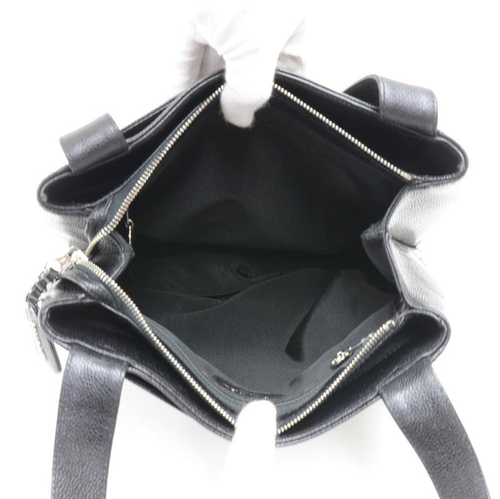 embroidered caviar leather shoulder bag