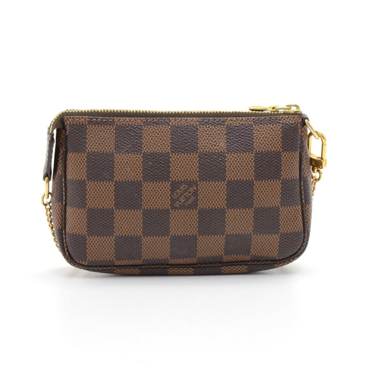 mini pochette accessoires damier ebène canvas evening bag