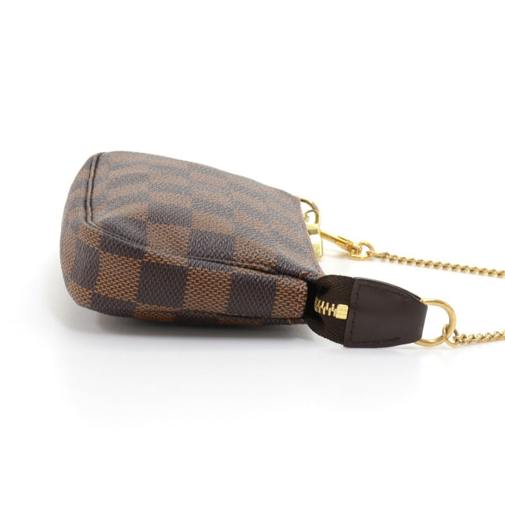 mini pochette accessoires damier ebène canvas evening bag