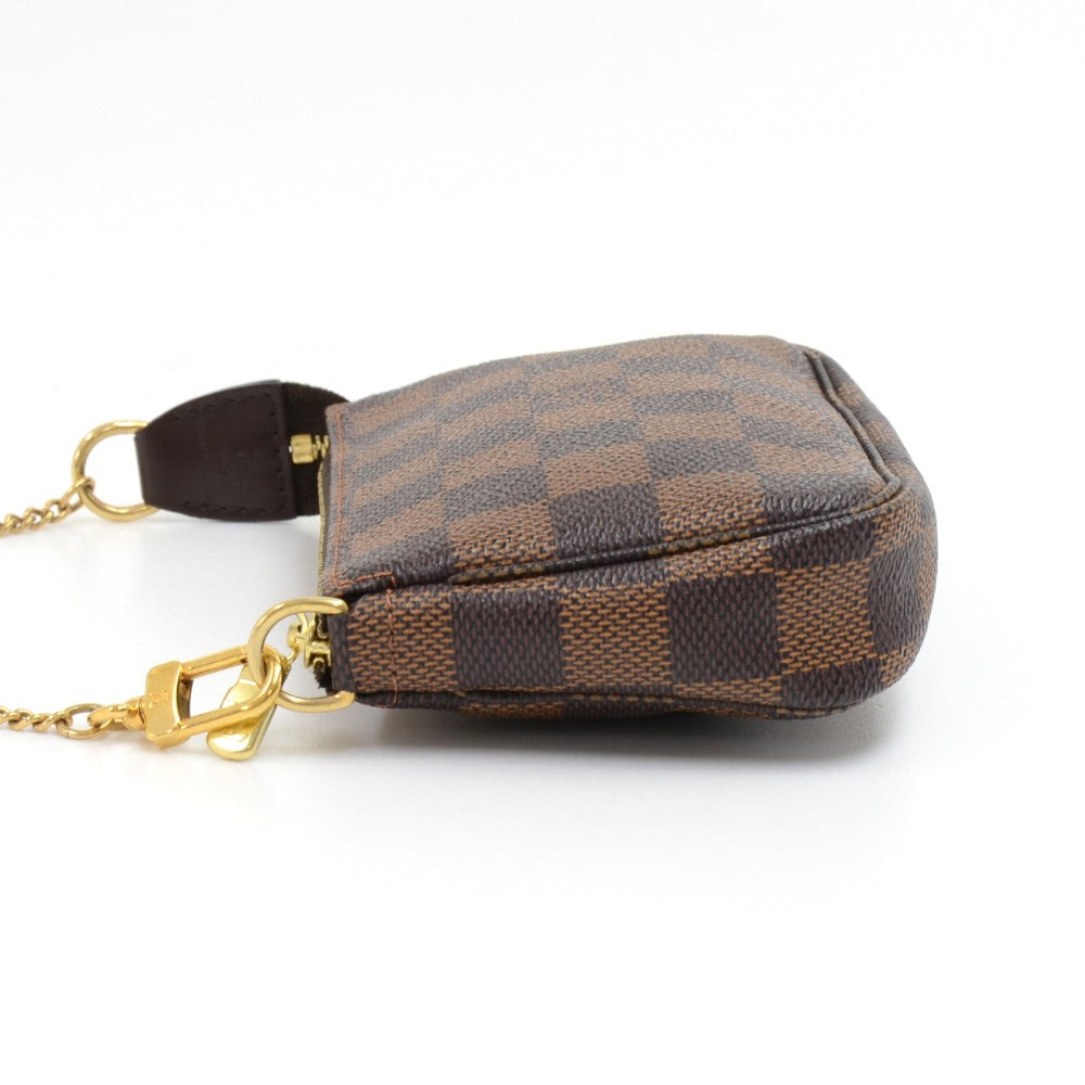 mini pochette accessoires damier ebène canvas evening bag