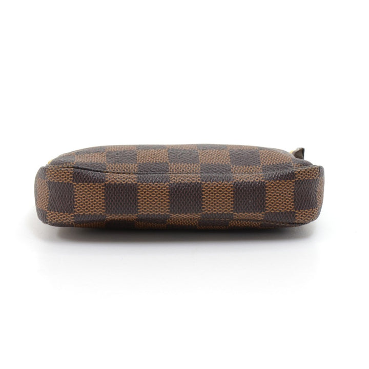 mini pochette accessoires damier ebène canvas evening bag