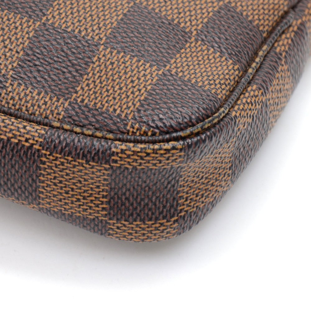 mini pochette accessoires damier ebène canvas evening bag