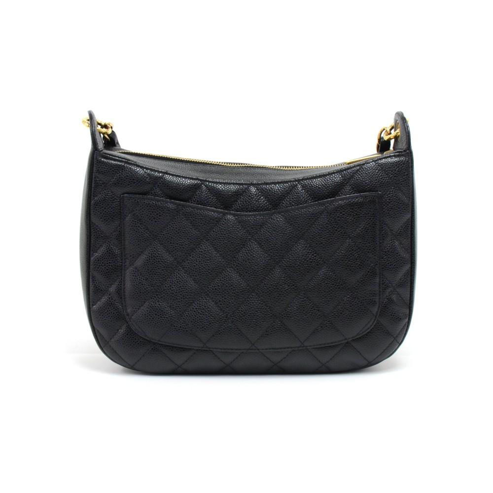 quilted caviar leather cc logo shoulder bag