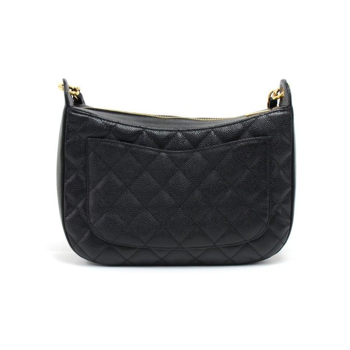 quilted caviar leather cc logo shoulder bag