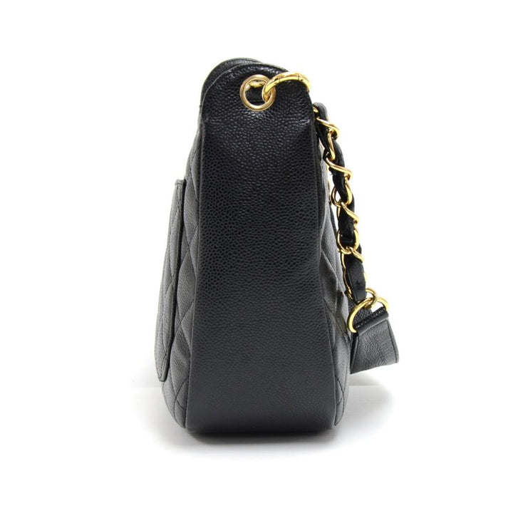 quilted caviar leather cc logo shoulder bag