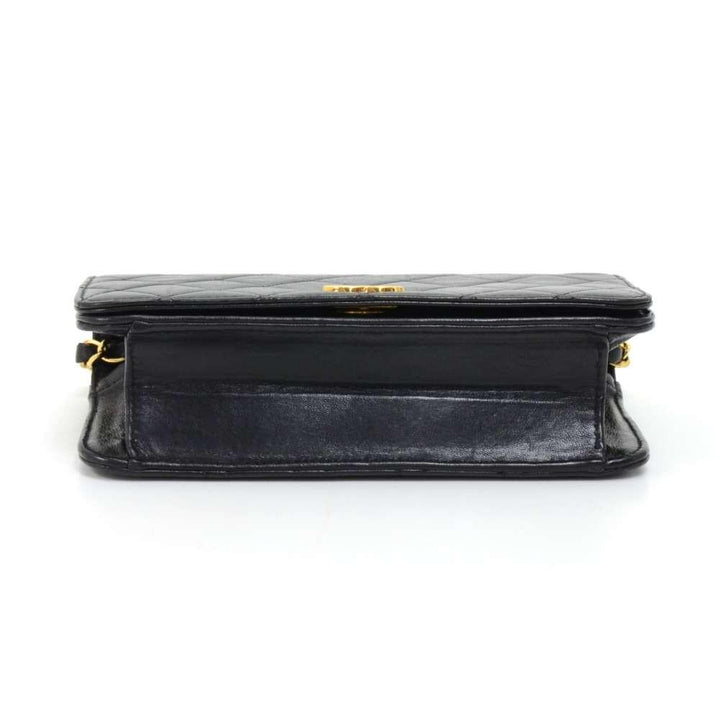 mini single flap quilted lambskin leather shoulder bag