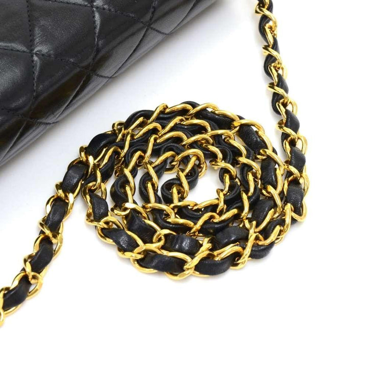 mini single flap quilted lambskin leather shoulder bag