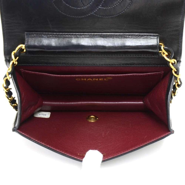 mini single flap quilted lambskin leather shoulder bag