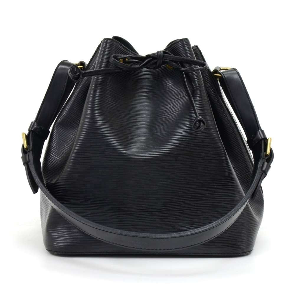petit noe black epi leather bag