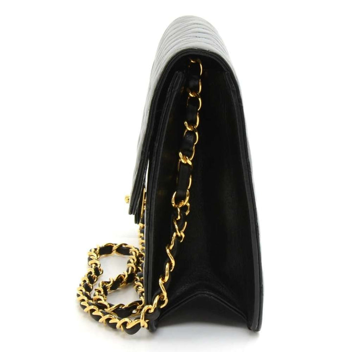 classic quilted lambskin leather half flap shoulder bag