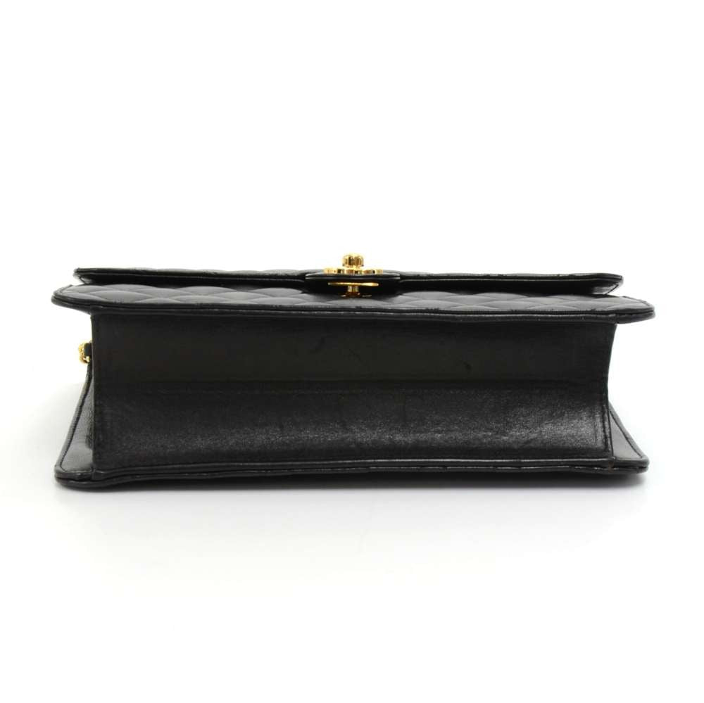 classic quilted lambskin leather half flap shoulder bag