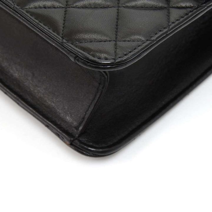 classic quilted lambskin leather half flap shoulder bag
