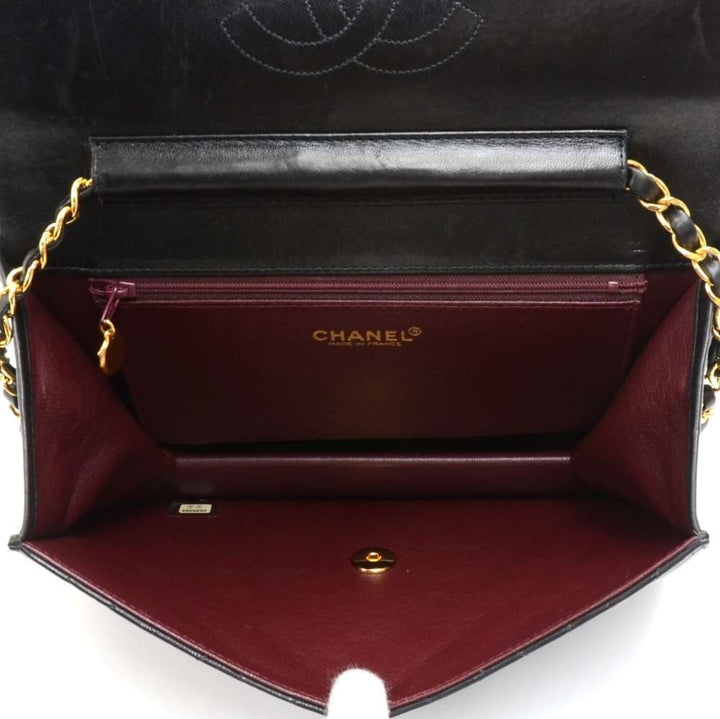 classic quilted lambskin leather half flap shoulder bag