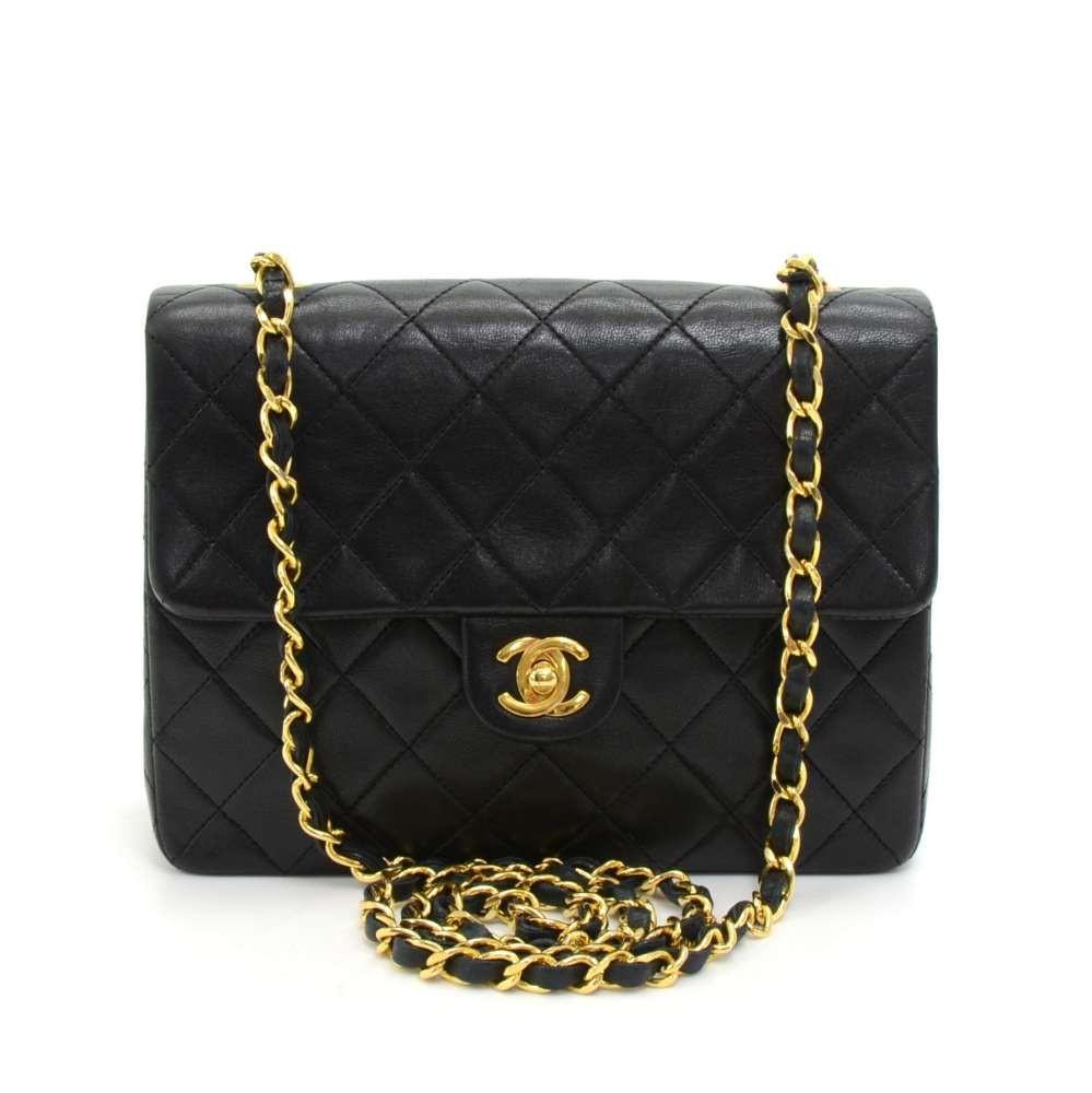8" single flap quilted lambskin leather shoulder bag