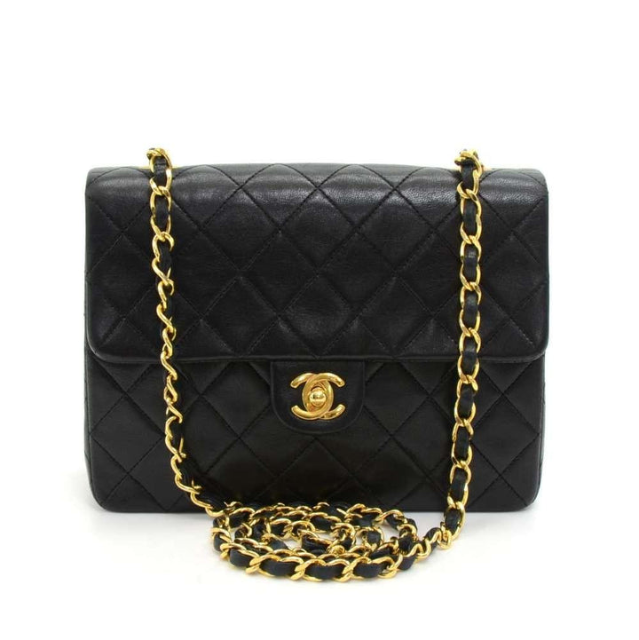 8" single flap quilted lambskin leather shoulder bag