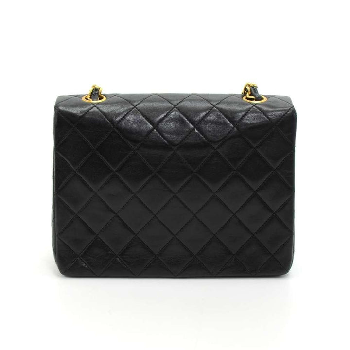 8" single flap quilted lambskin leather shoulder bag