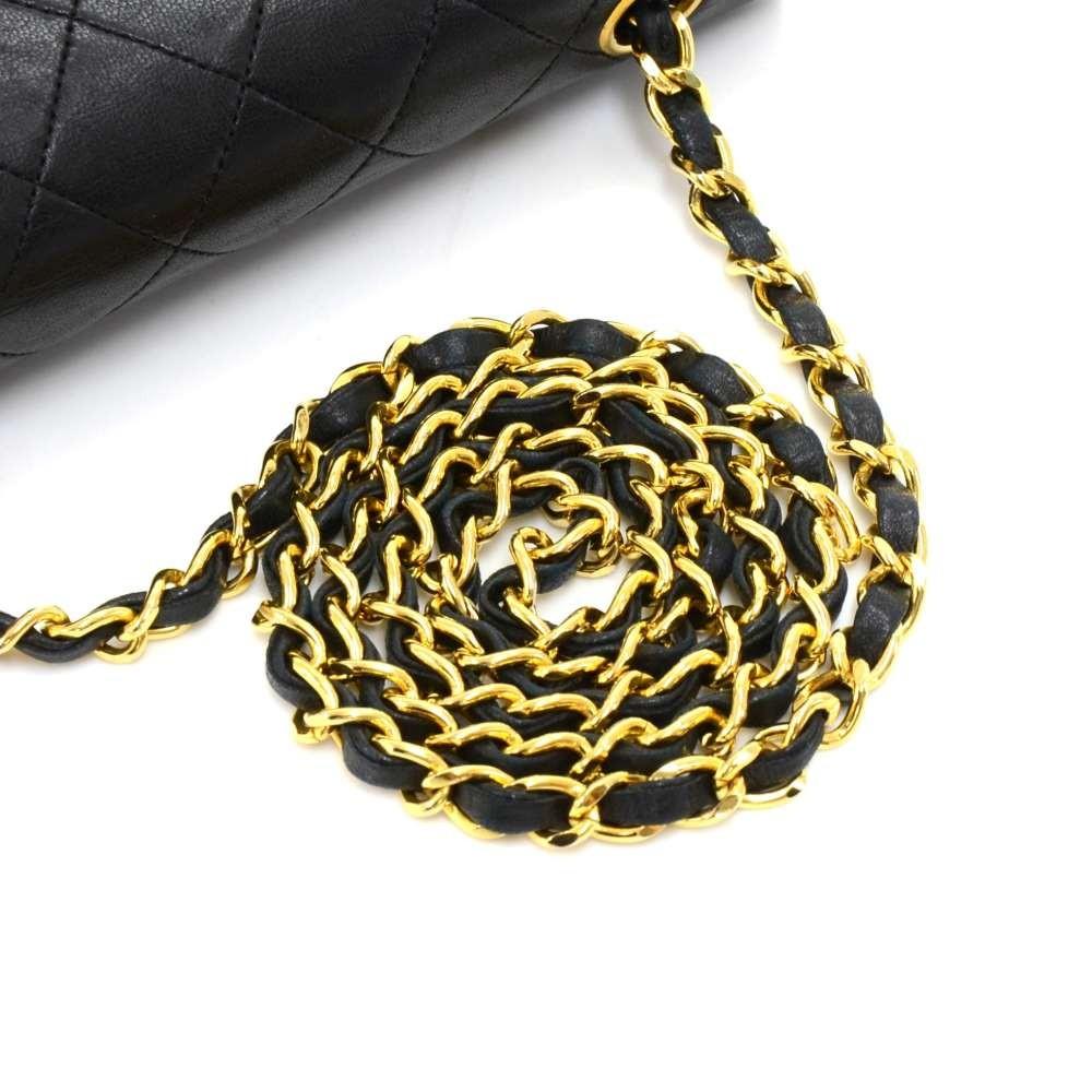 8" single flap quilted lambskin leather shoulder bag
