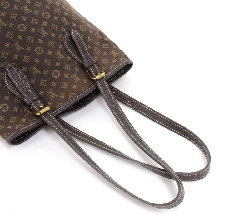 bucket pm mini lin monogram ebène canvas shoulder bag with pouch