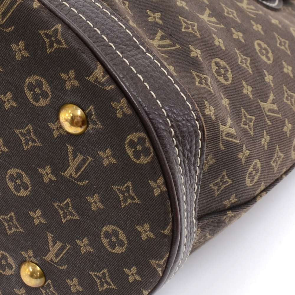 bucket pm mini lin monogram ebène canvas shoulder bag with pouch