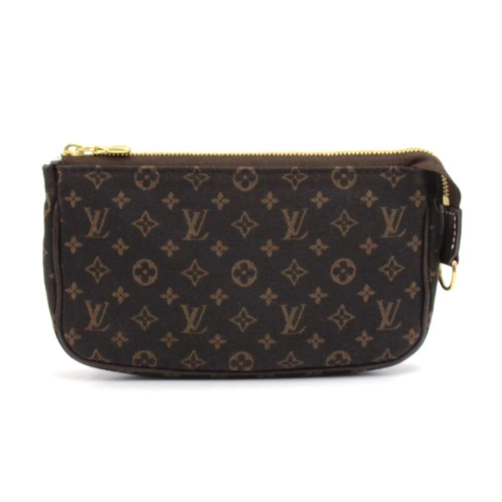bucket pm mini lin monogram ebène canvas shoulder bag with pouch