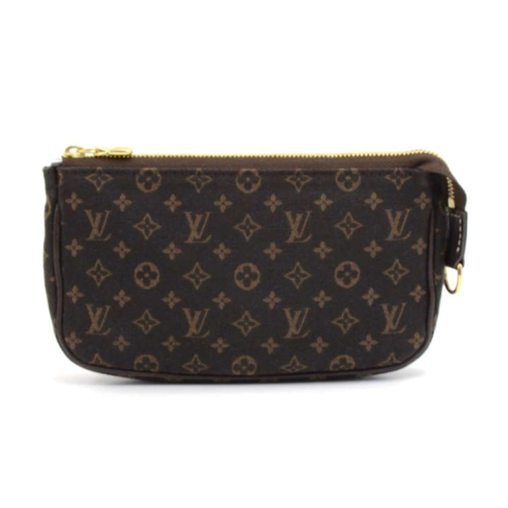 bucket pm mini lin monogram ebène canvas shoulder bag with pouch