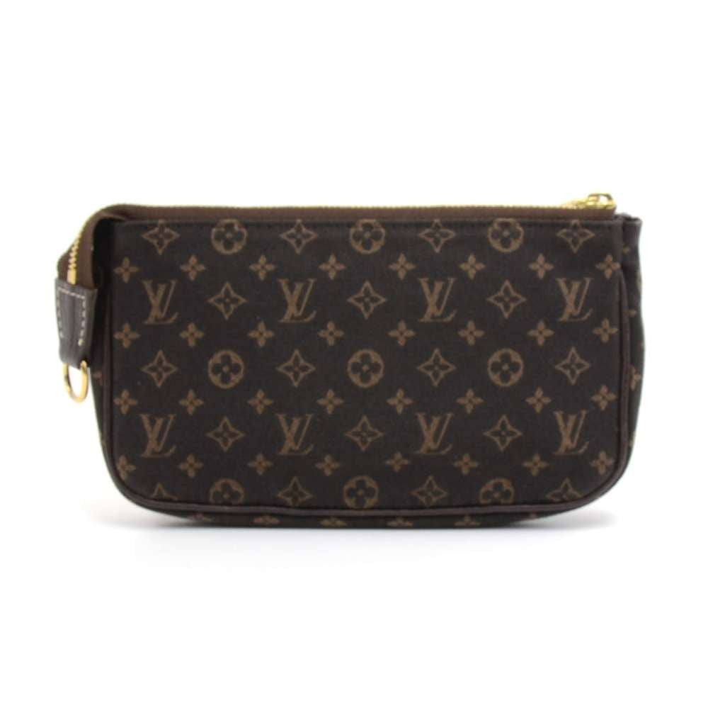 bucket pm mini lin monogram ebène canvas shoulder bag with pouch
