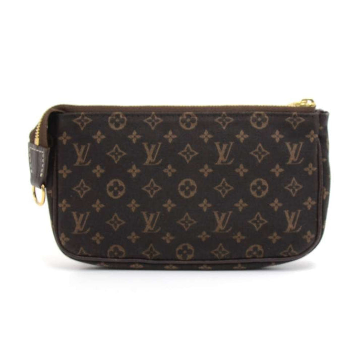 bucket pm mini lin monogram ebène canvas shoulder bag with pouch
