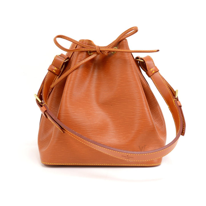 petit noe orange epi leather bag