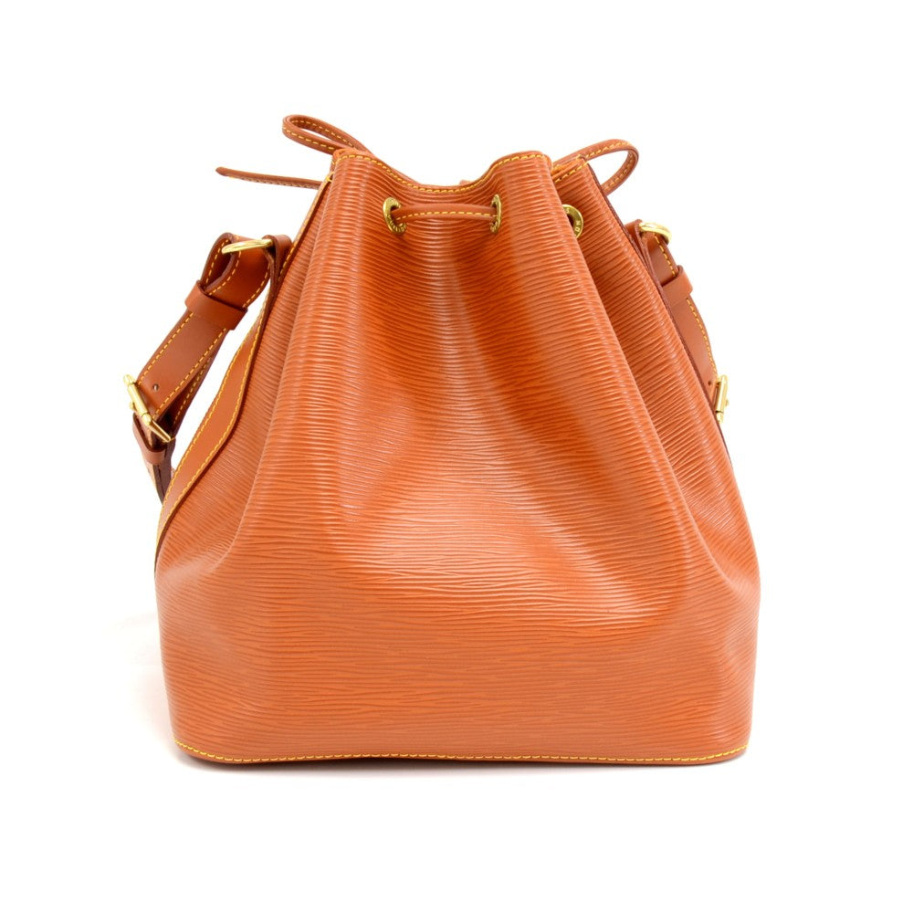 petit noe orange epi leather bag