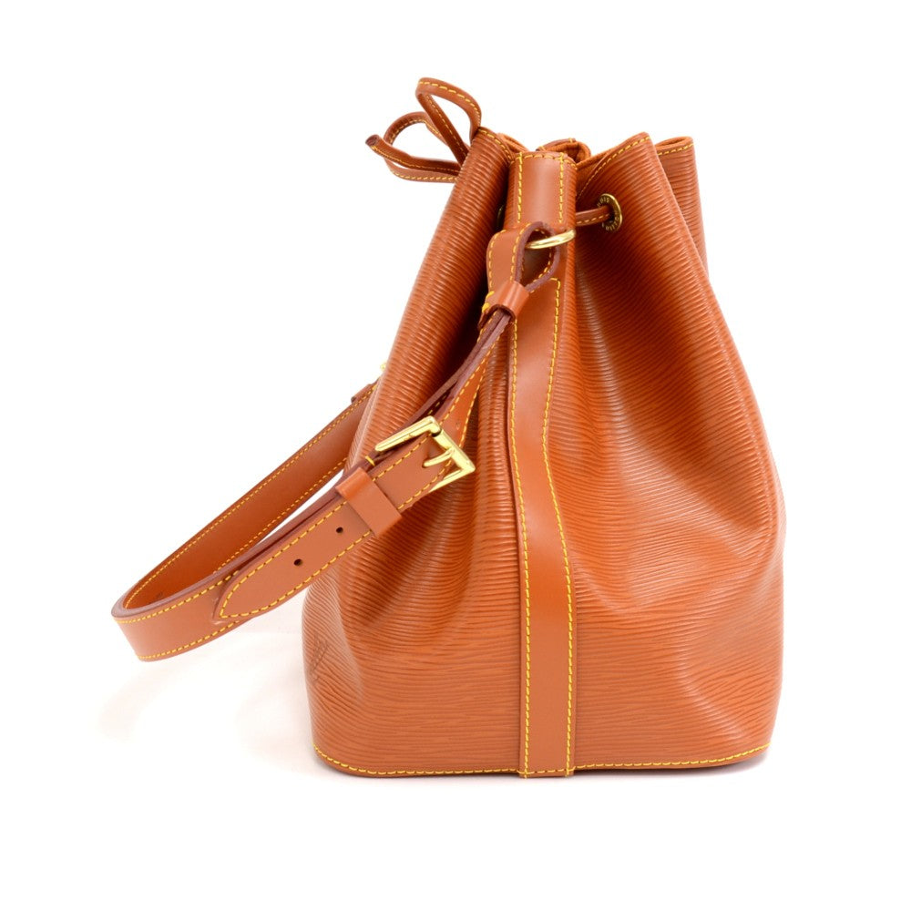 petit noe orange epi leather bag