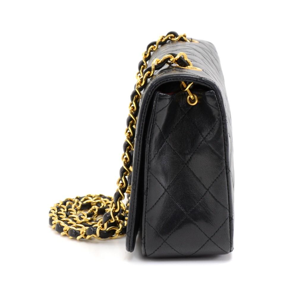 9" classic quilted lambskin leather shoulder bag